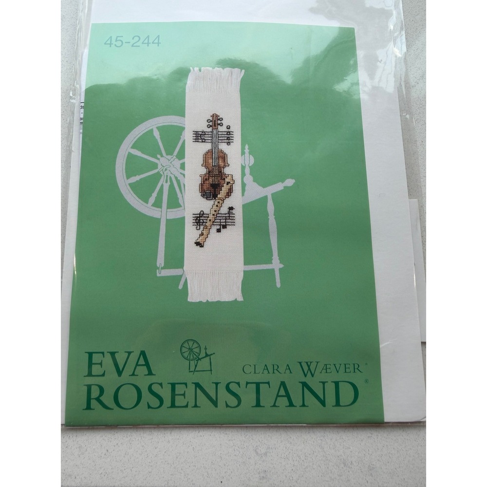 New Eva Rosenstand Music Bookmark Cross Stitch Kit‎ 45-244 Violin Linen Fabric